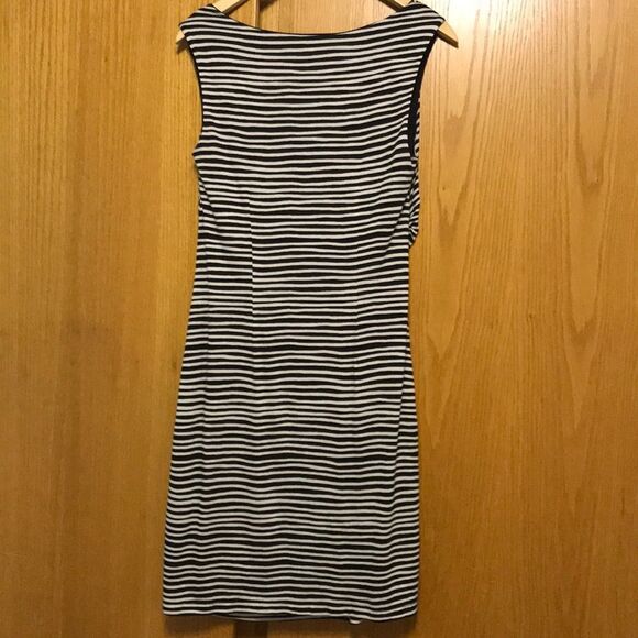 LOFT black/cream stripe stretch knit midi, MP - Picture 4 of 4